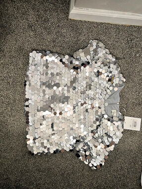 Silver Sequin Crop Top Like New
